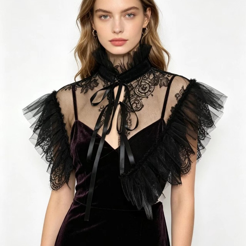 Costumes - Cuello Falso de Encaje y Tul