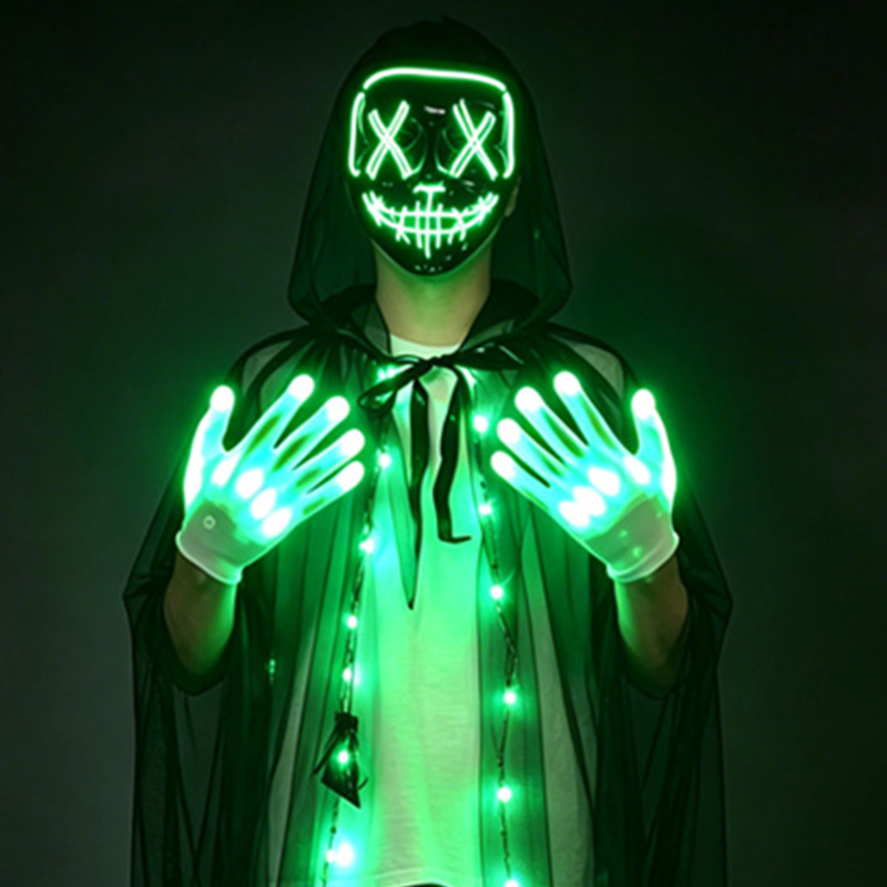 Led Purge Mask Halloween - Máscara de calavera LED con guantes