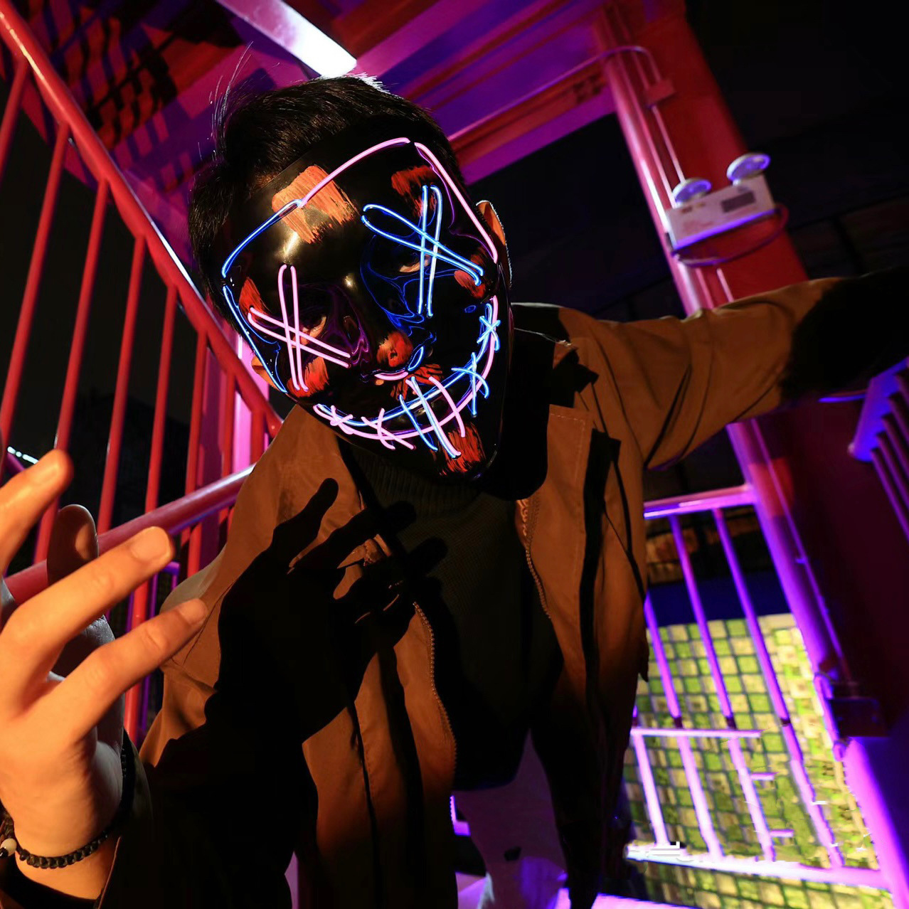Máscara LED de neón inalámbric - Led Purge Mask Halloween reseña y precio