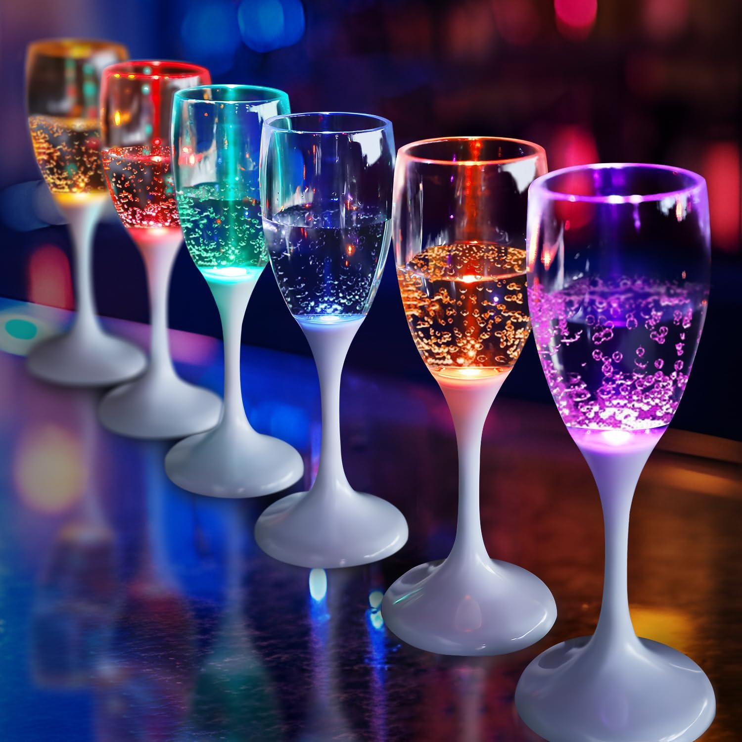 6 piezas de copas de champán l - Glow In The Dark Party Glasses reseña y precio