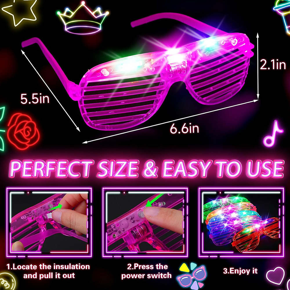 Gafas LED 6 colores neón que b - Glow In The Dark Party Glasses reseña y precio